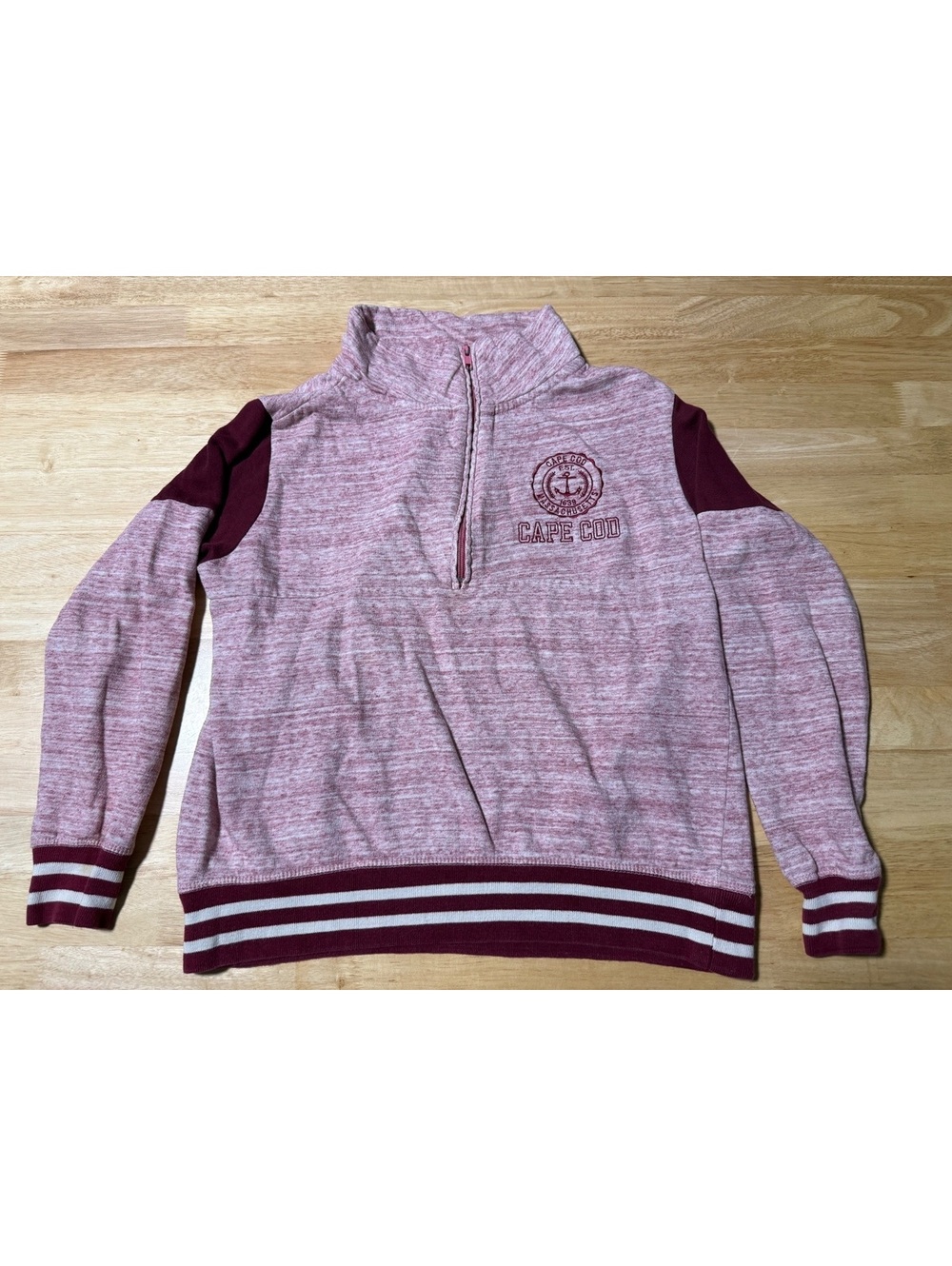 EXIST Women’s Small Cape Cod Pink Burgundy Quarter Zip Pullover Sweatshirt